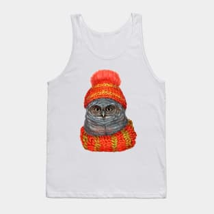 Owl in a hat and scarf. Tank Top